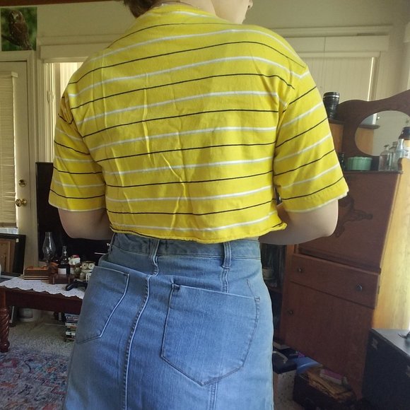 Striped Yellow Cropped T-Shirt - Picture 3 of 4